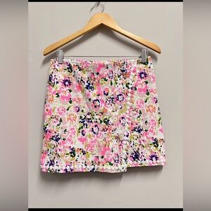 Crown & Ivy Skort Women 8 Neon Floral Bright Beach Tropical Golf Stretch Summer